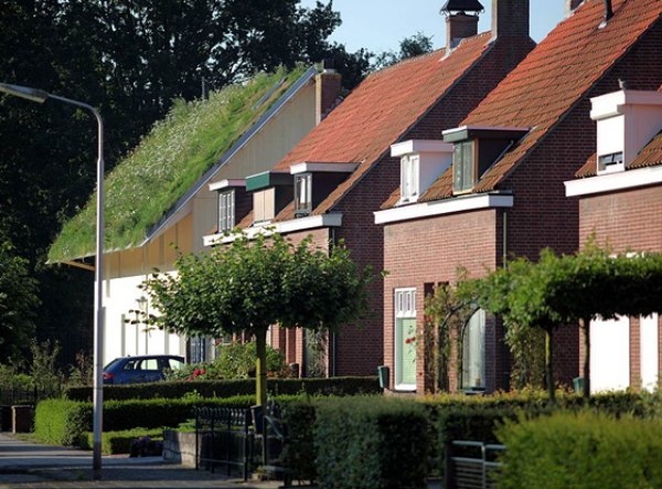 Instalação de edifício residencial em telhado verde Good-House RO e AD-architecten Roosendaal