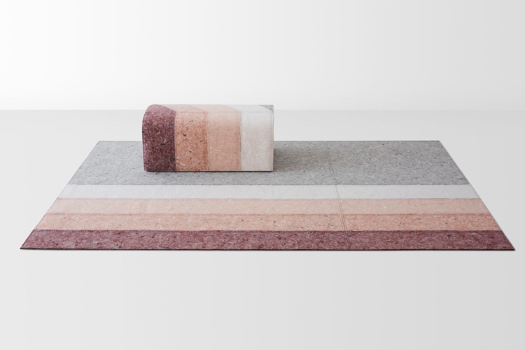 Tapete feito de feltro em tons pastel rosa tendências de piso de otomano