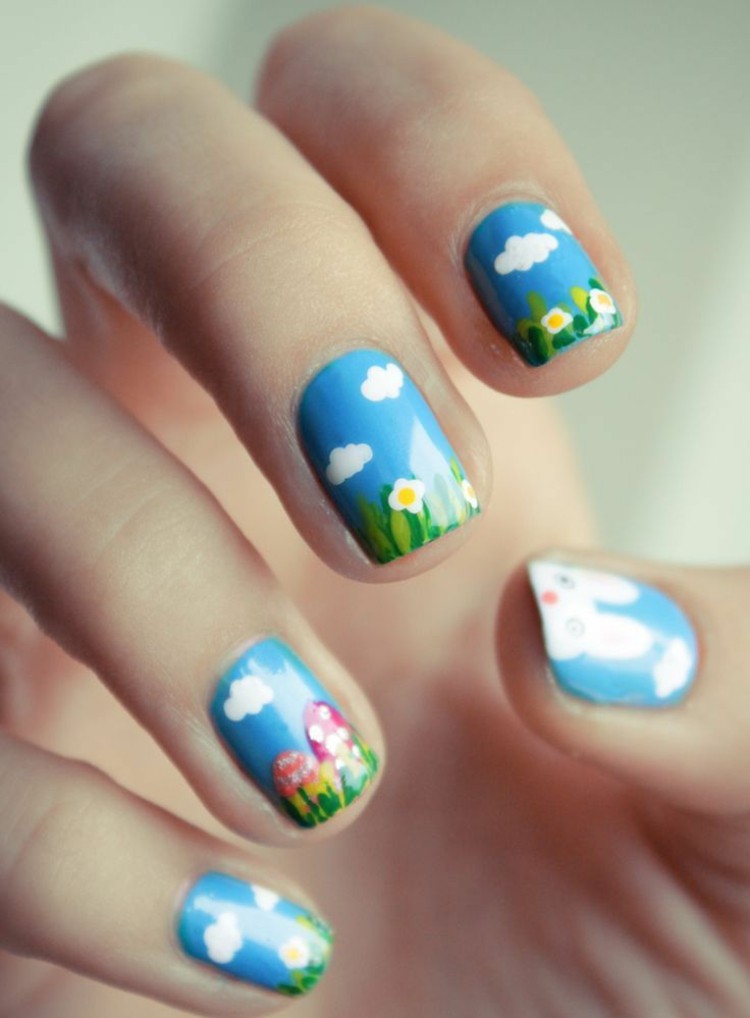 Nail Design galeria de imagens easter-spring-meadow-easter-eggs-sky-clouds