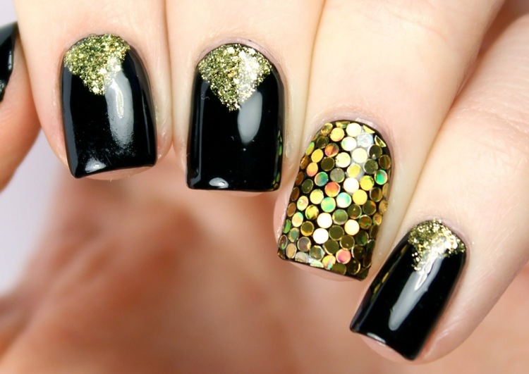 Nail-Design-Picture-Gallery-Véspera-Glamour-Ouro-Preto-Brilho-Laca-Ideias de Ano Novo