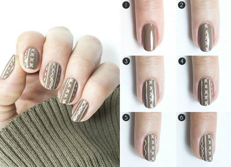 desenho de unhas-inverno-tricô-padrão-faça-você-mesmo-instruções