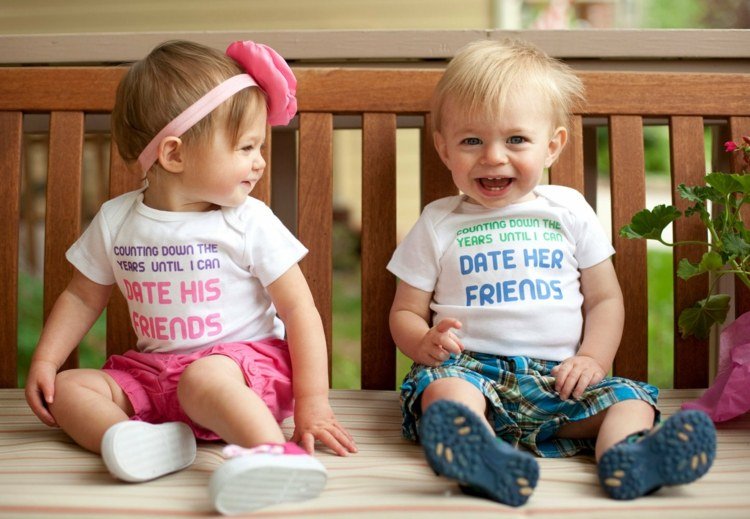 Nomes para gêmeos meninas-meninos-bebês-banco-verão-flor-calça-calça-camiseta-rosa-azul-fonte
