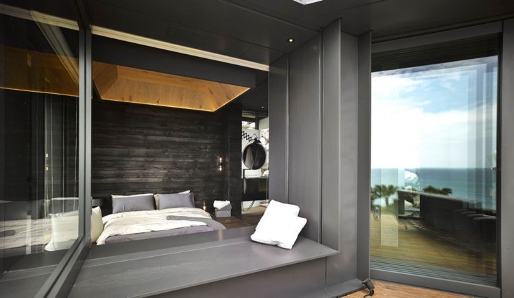 peitoril da janela da porta do quarto com design moderno