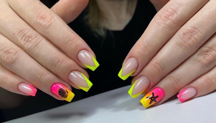 Unhas de verão em cores neon