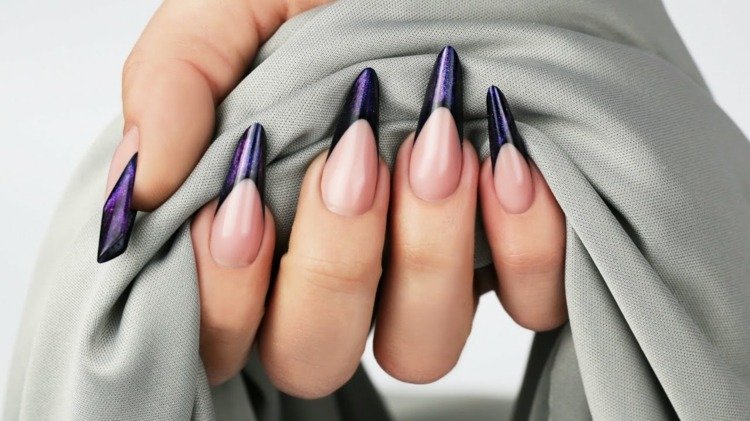 Esmalte acrílico em formato de amêndoa Unhas góticas Amêndoa Tendências da moda