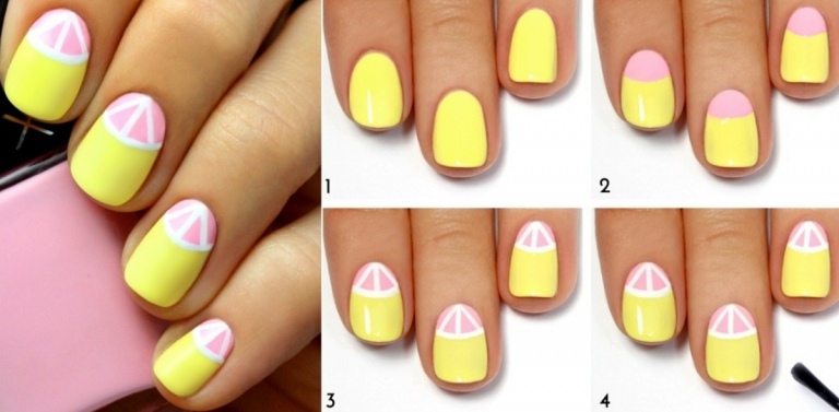 Pintando unhas com ideias para frutas cítricas nas unhas para o verão