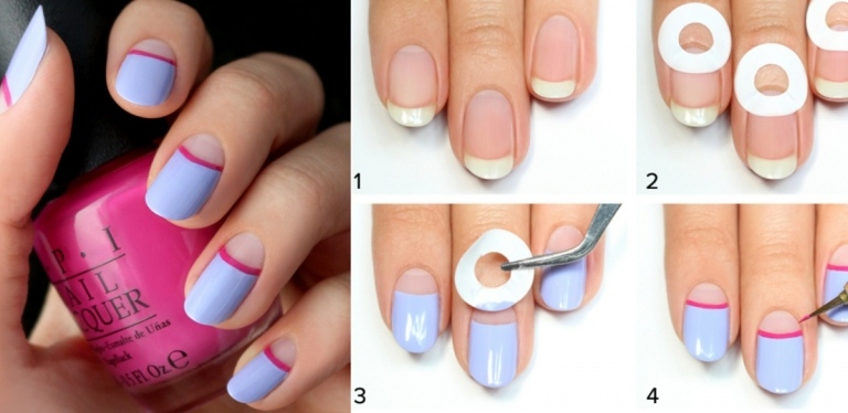 Idéia de design de unhas com lua crescente - trabalhe com um estêncil