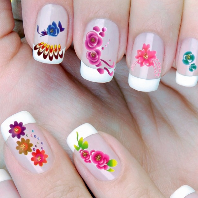 adesivos de flores para manicure francesa