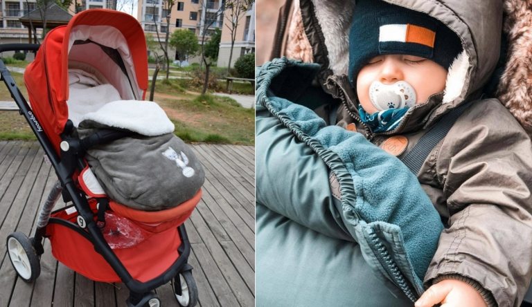 No inverno, a cobertura para os pés mantém o bebê e a criança bem aquecidos