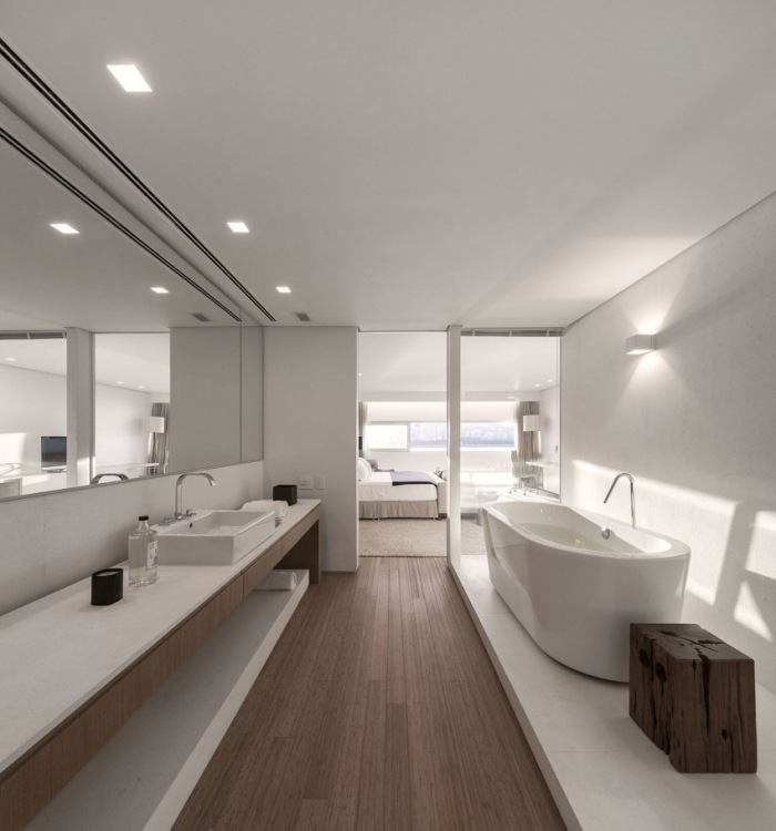 quarto aberto-design-sem barreiras-banheiro-piso-madeira