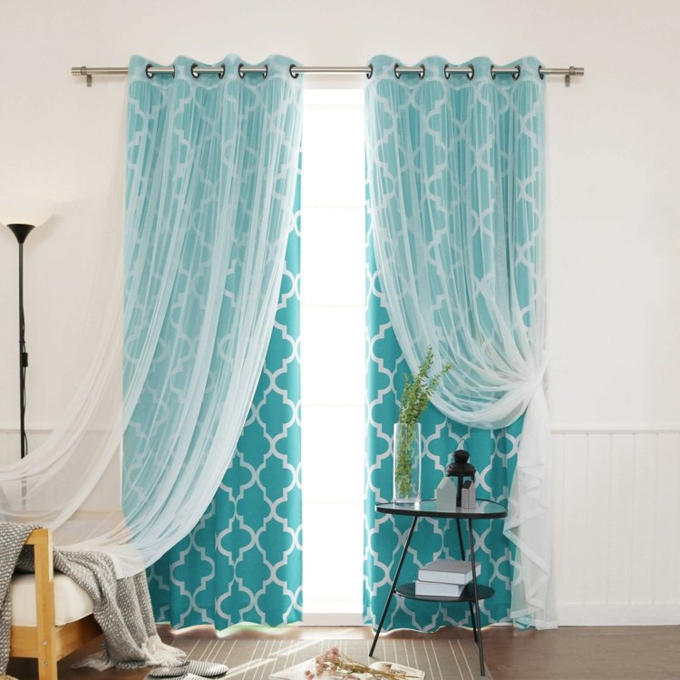 oriental-decoração-turquesa-cortinas-branco-decoração-idéias-design de interiores