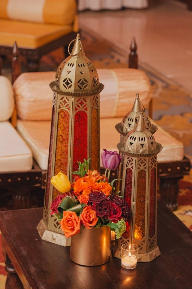 oriental-decoração-lanterna-mesa-decoração-cor de vidro