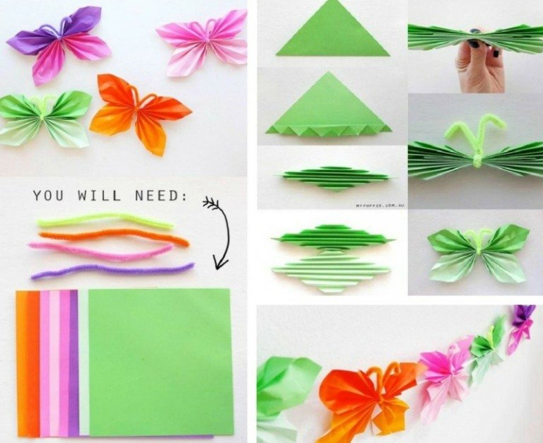 decoração no berçário instruções origami borboleta fio de pelúcia