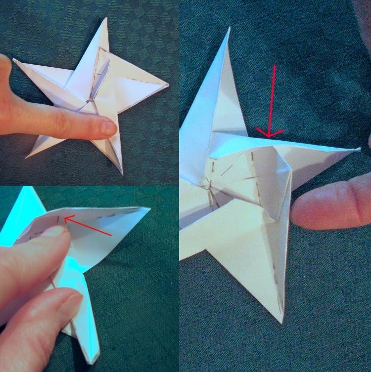 origami-natal-estrela-dobramento-instruções-cinco-pontas-dobras-criativo-papel branco