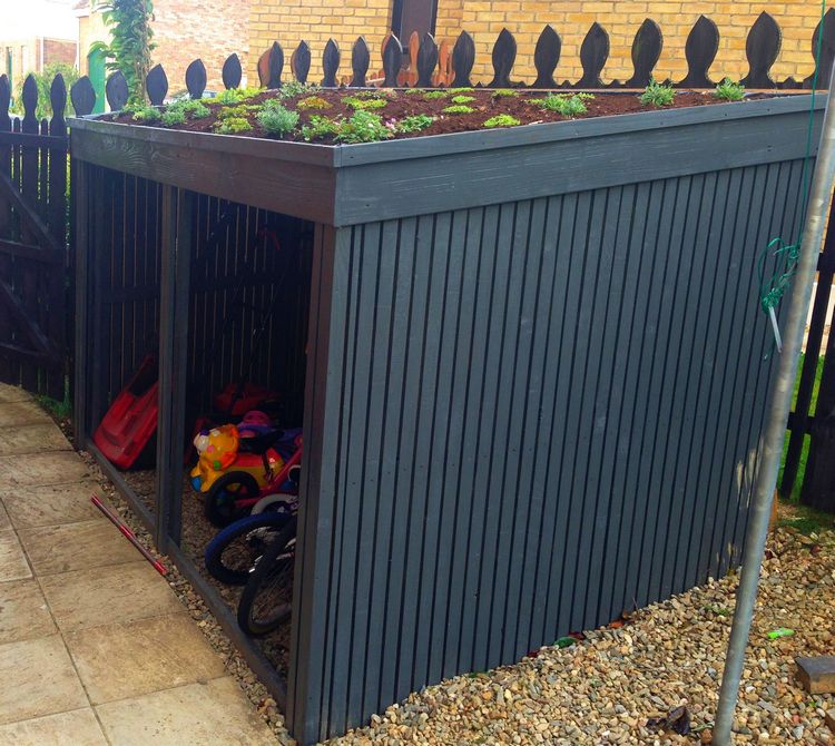 Embeleze garagens de bicicletas Telhado verde