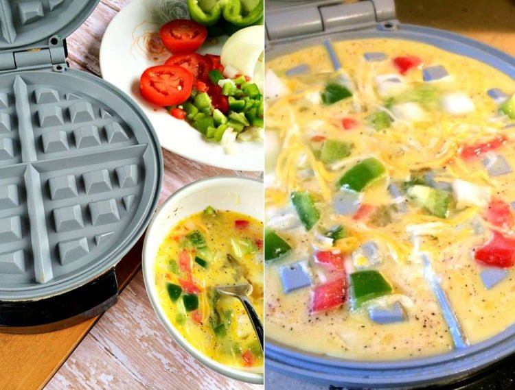 Receitas de ferro waffle - prepare uma omelete com vegetais