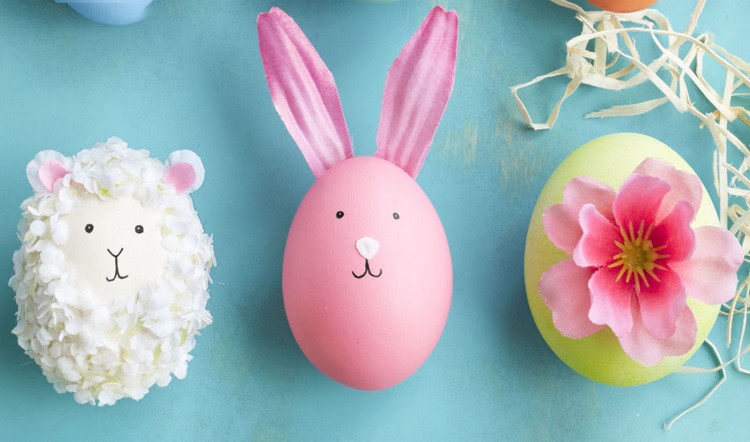 Páscoa-artesanato-com-crianças-decorar-ovos-da-páscoa-pequena ovelha-coelhinha-flor