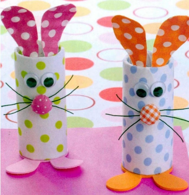 Páscoa artesanato crianças ideias coelhos rolos de papel higiênico