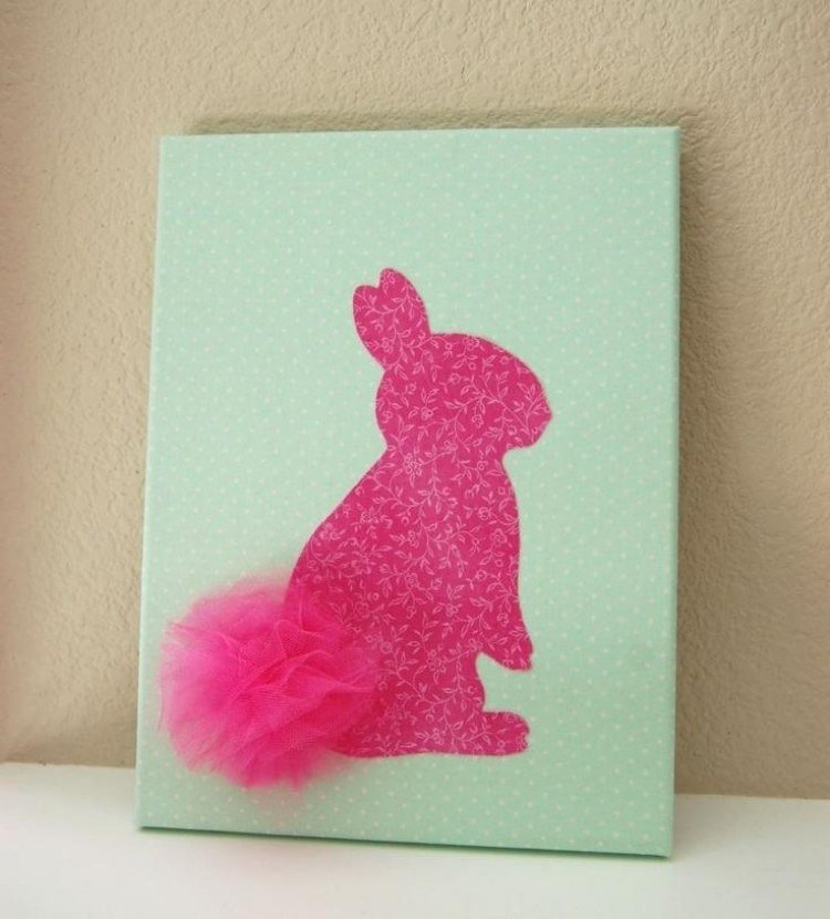 Páscoa artesanato-crianças-artesanato-ideias-cartão-coelho-rosa-pompon