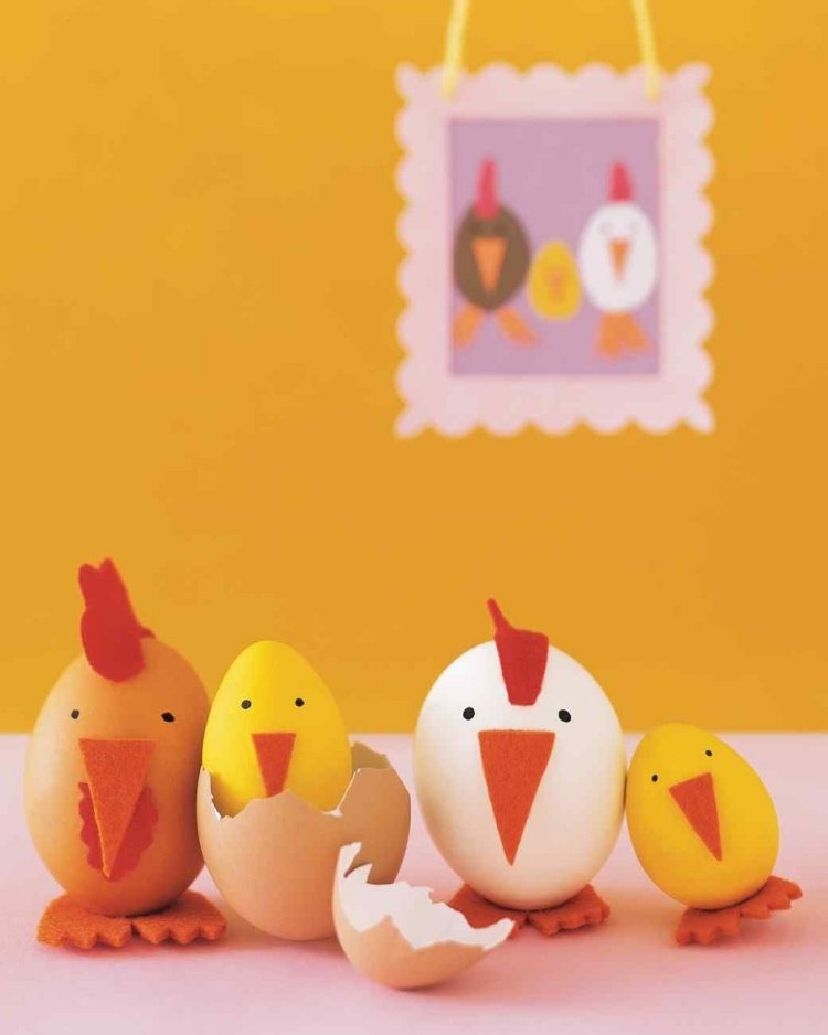 Páscoa artesanato-crianças-artesanato-ideias-ovos-garota-engraçado-tecido-feltro