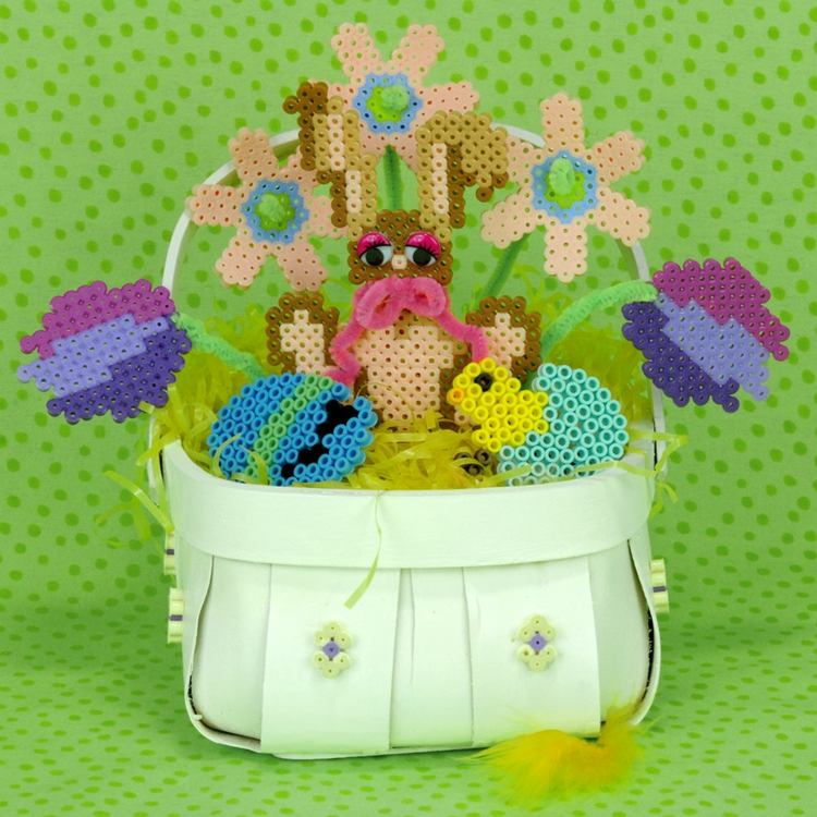 cesta de páscoa decoração de páscoa feita de contas de ferro flores tulipas coelho