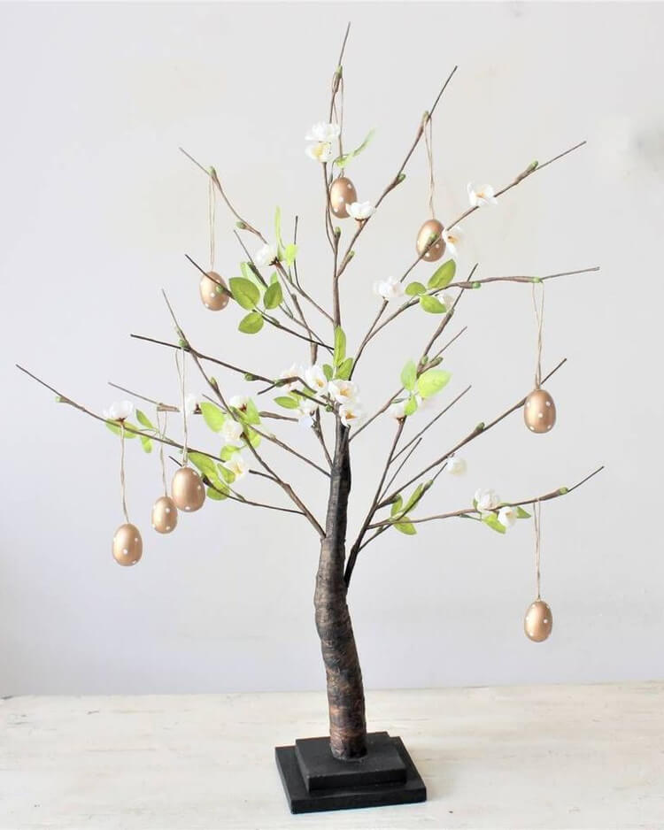 Faça você mesmo Ideias para presentes de Páscoa, decore ramos com flores com ovos de chocolate