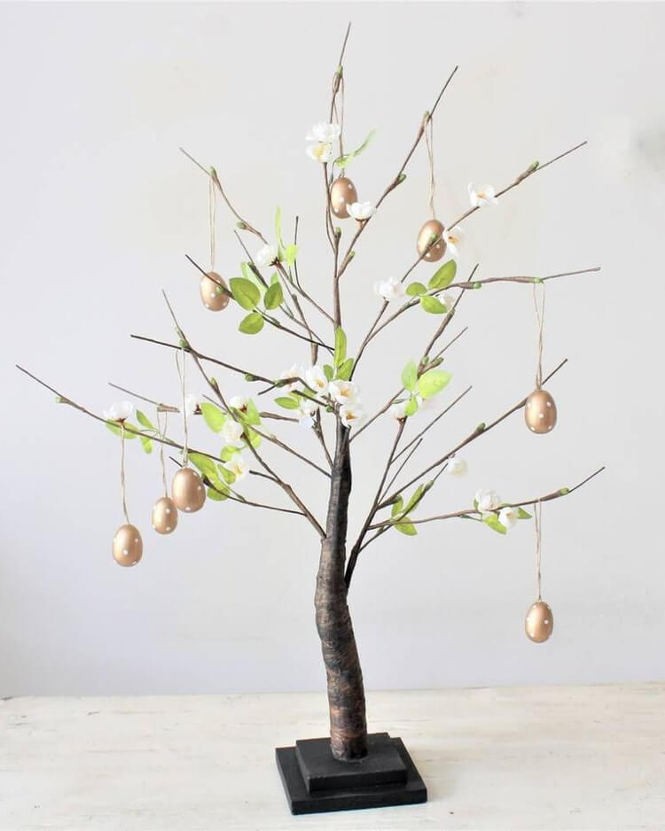 Faça você mesmo Ideias para presentes de Páscoa, decore ramos com flores com ovos de chocolate