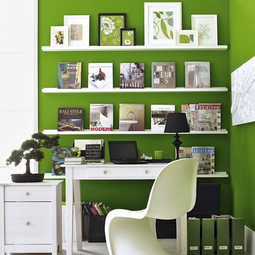 parede verde escritório em casa cores da primavera