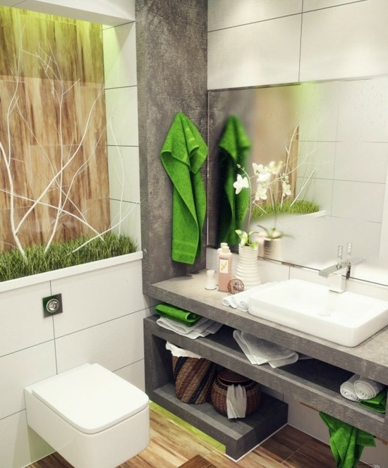 ideias de design de banheiro de cor verde