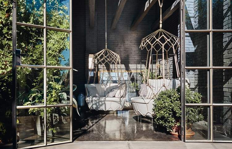 Móveis de jardim externo cadeiras suspensas-gravidade-pátio-portas de vidro