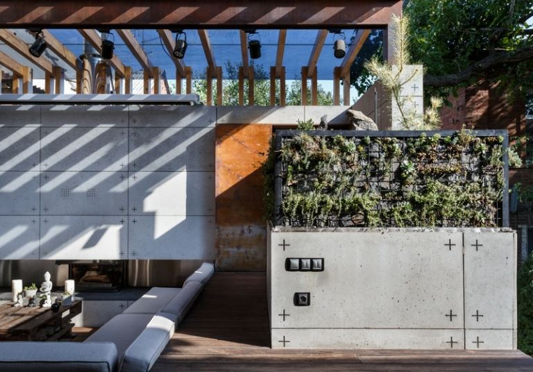 lounge ao ar livre jardim vertical ideia terraço design