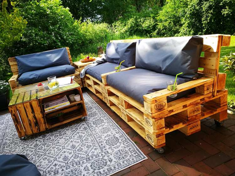 Almofadas de assento e paletes Almofadas para móveis de jardim feitas de paletes Euro