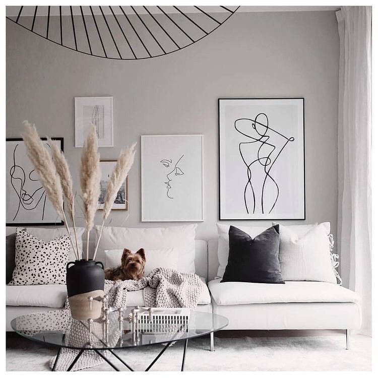 decoração de grama dos pampas natureza e obras de arte de linha única