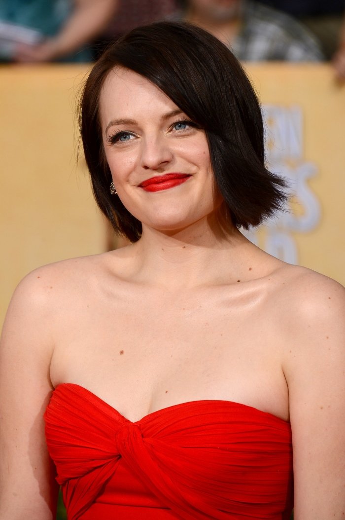 Hollywood-cabelo-inspirações-castanho-cabelo-reto-bob-penteado-Elisabeth-Moss-look retro