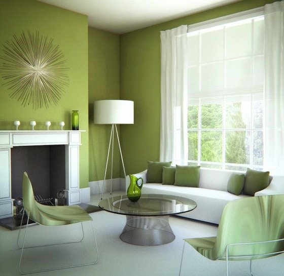 paredes-verdes-móveis-brancos-para-sala-de-estar