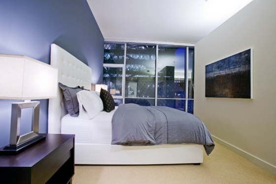 quarto-moderno com parede azul