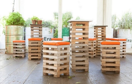 móveis de paletes de transporte upcycling área de assento