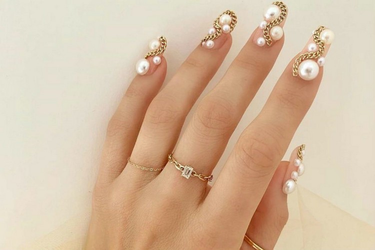 Pearl Nails Nail Design Tendências da Primavera 2021 Unhas de Casamento