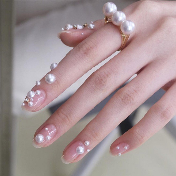 Nail Trends 2021 Pearl Nails Wedding Nails Design