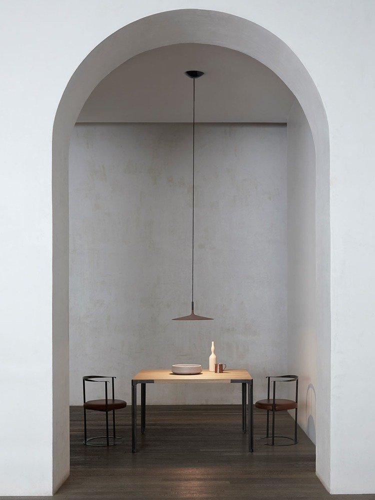 Luminária pendente para sala de jantar -moderno-concreto-placa-mesa-design minimalista