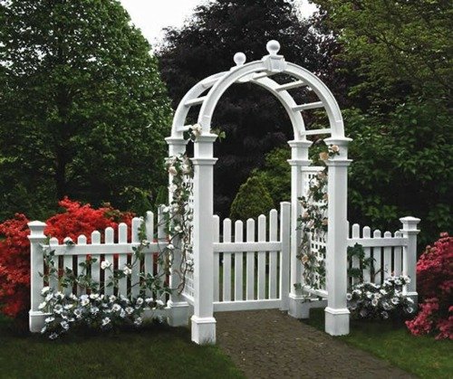 Porta de jardim em madeira - decoração de jardim branco