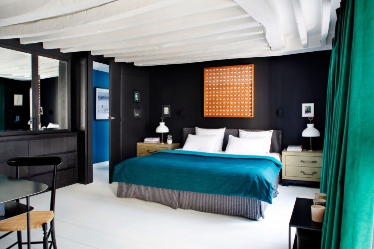 gasolina-cor-colcha-quarto-preto-cor-de-parede-interior-moderno-