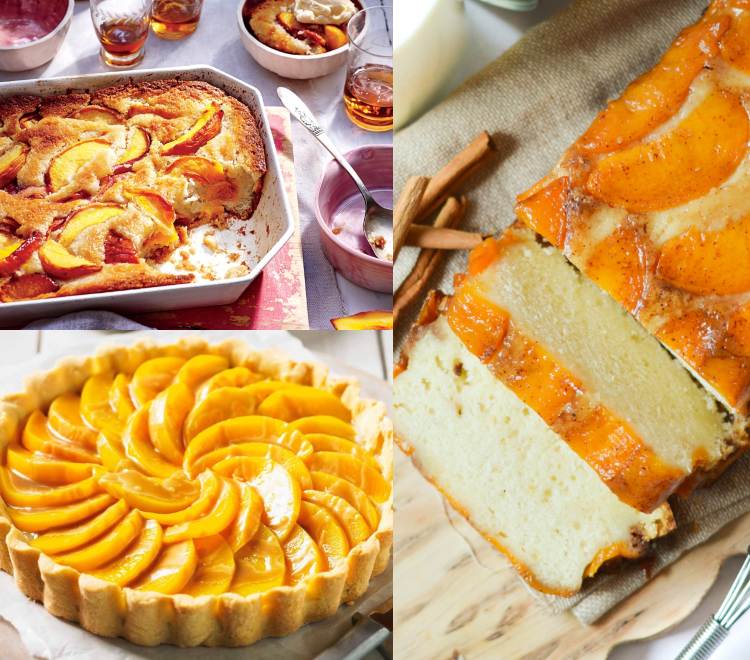 Receitas de pêssego para folha de bolo e torta e sapateiro