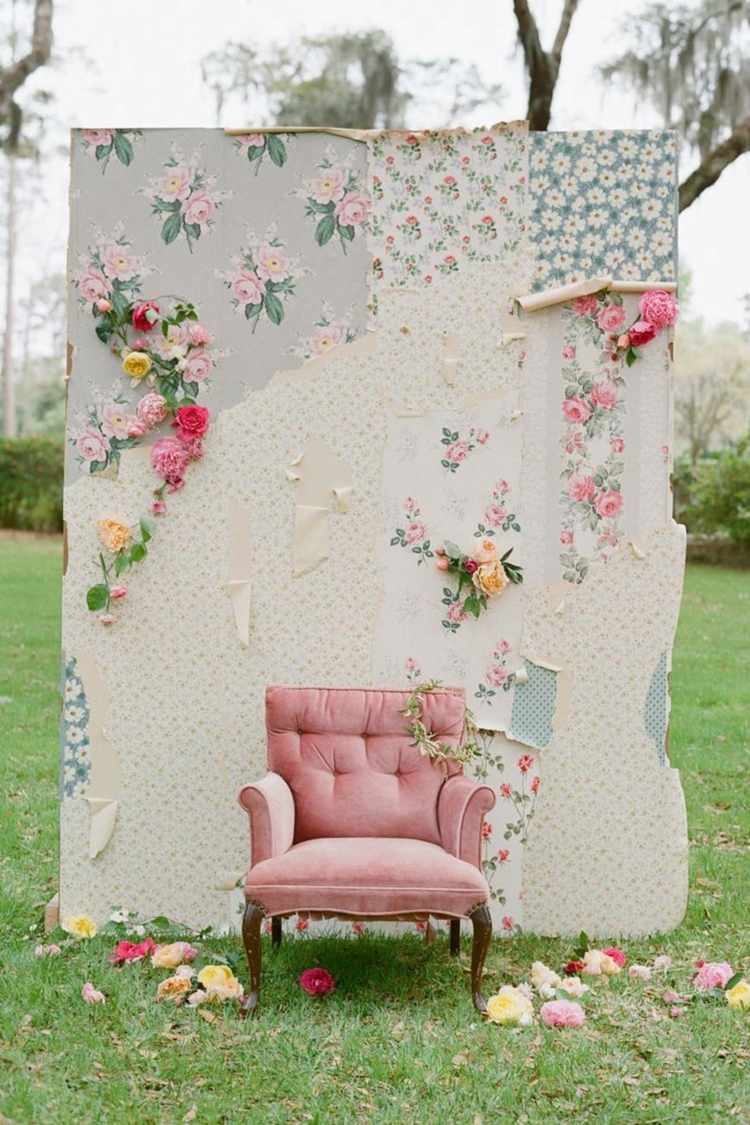 casamento ao ar livre casamento parede vintage flor papel de parede poltrona