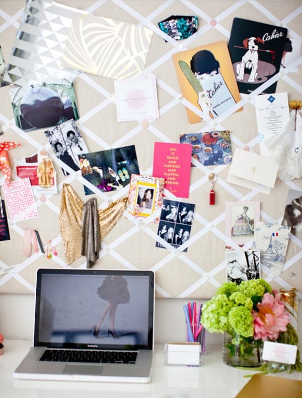 Pin board home office photo wall ideia interessante