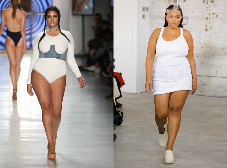 plus size com tendências da moda em passarela body