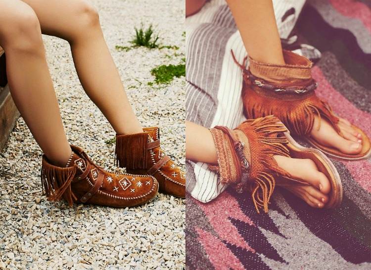 Pocahontas fantasia-faça-você-mesmo-sapatos-indianos-camurça com franjas