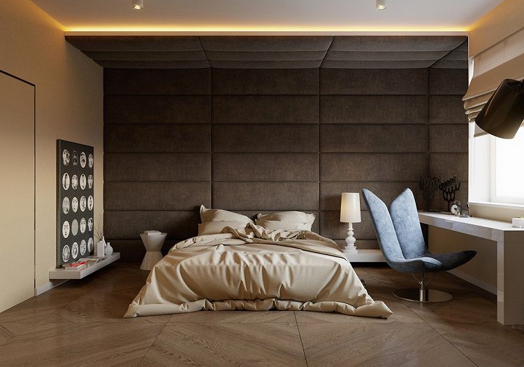 parede estofada no quarto painel de parede cama encosto da cama almofada do encosto da cama design marrom moderno