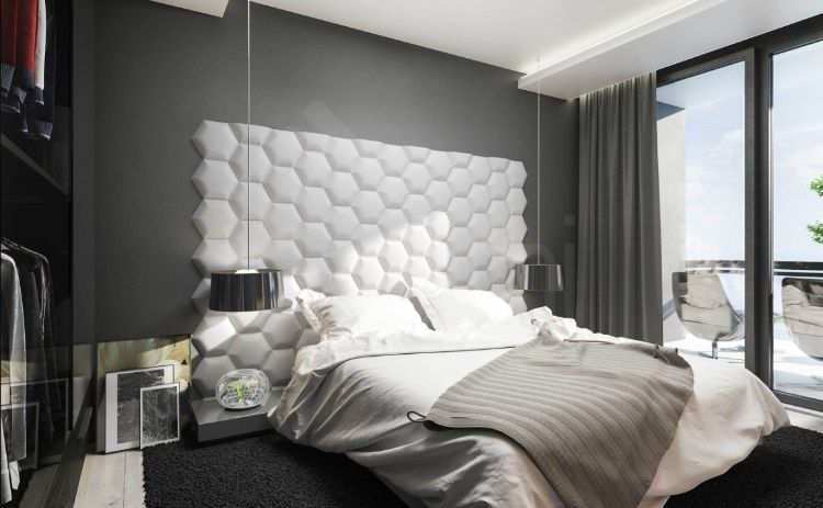 parede estofada no quarto painel de parede cama almofada parede encosto almofada design tecido tecido lâmpada pendente branca moderna geométrica
