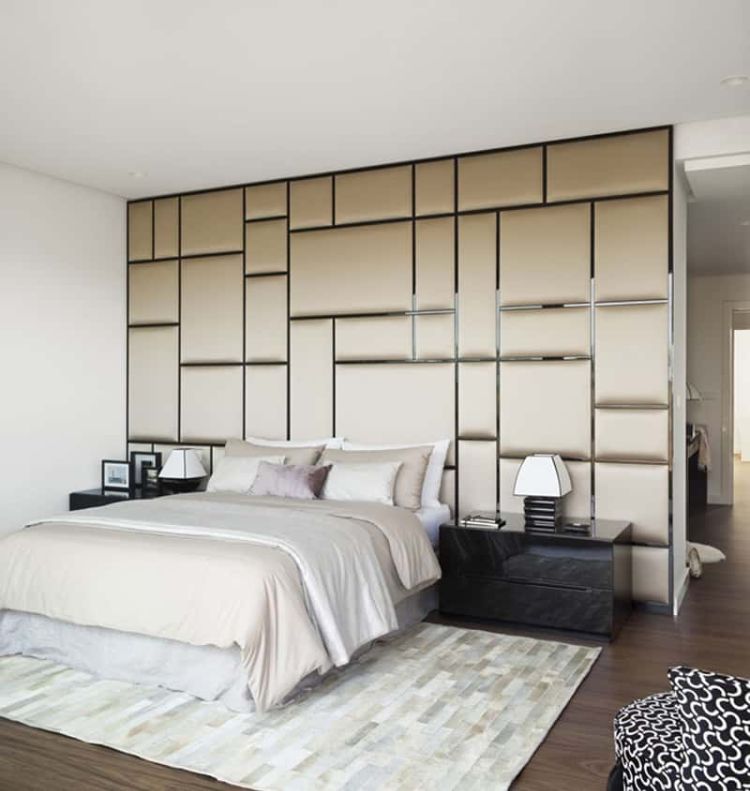 parede estofada no quarto painel de parede cama encosto da cama almofada do encosto design marrom luxo moderno ouro